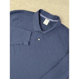 Brooks Brothers 1818 Performance Polo Long Sleeve Men's XXL Slim Fit Cotton Blue